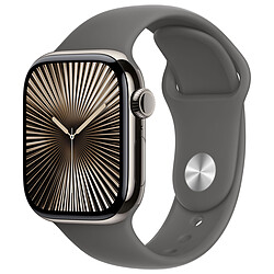 Apple Watch Series 10 GPS + Cellular 42 mm Titane Naturel Bracelet Sport Gris Minéral M/L Montre connectée 4G LTE - Titane - Étanche IP6X - GPS - Cardiofréquencemètre/ECG/SpO2/Température - Écran OLED Retina Always On - Wi-Fi 4 / Bluetooth 5.3 - watchOS 11 - Bracelet sport M/L