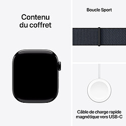 Apple Watch Series 10 GPS + Cellular 42 mm Aluminium Noir de Jais Bracelet Sport Textile Encre Violette pas cher