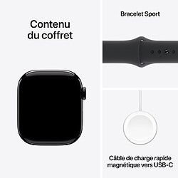 Apple Watch Series 10 GPS + Cellular 42 mm Aluminium Noir de Jais Bracelet Sport Noir M/L pas cher