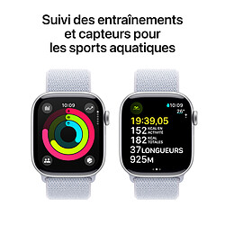 Acheter Apple Watch Series 10 GPS + Cellular 42 mm Aluminium Argent Bracelet Sport Textile Nuée Bleue