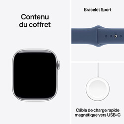 Apple Watch Series 10 GPS + Cellular 42 mm Aluminium Argent Bracelet Sport Denim S/M pas cher