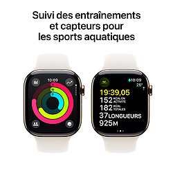 Acheter Apple Watch Series 10 GPS + Cellular 46 mm Titane Or Bracelet Sport Lumière Stellaire M/L 