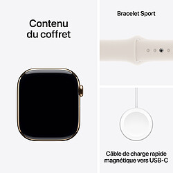 Apple Watch Series 10 GPS + Cellular 46 mm Titane Or Bracelet Sport Lumière Stellaire M/L  pas cher