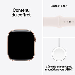 Apple Watch Series 10 GPS + Cellular 46 mm Aluminium Rose Or Bracelet Sport Rose Tendre M/L pas cher