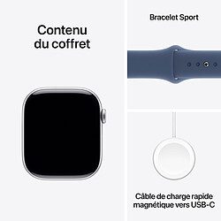 Apple Watch Series 10 GPS + Cellular 46 mm Aluminium Argent Bracelet Sport Denim M/L pas cher