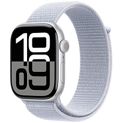 Apple Watch Series 10 GPS 46 mm Aluminium Argent Bracelet Sport Textile Nuée Bleue