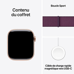 Apple Watch Series 10 GPS 42 mm Aluminium Rose Or Bracelet Sport Textile Prune pas cher