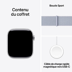 Apple Watch Series 10 GPS 42 mm Aluminium Argent Bracelet Sport Textile Nuée Bleue pas cher