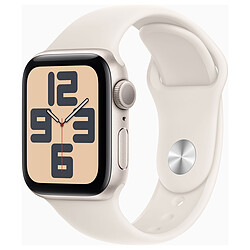 Apple Watch SE GPS (2024) 40 mm Aluminium Lumière Stellaire Bracelet Sport Lumière Stellaire S/M Montre connectée - Aluminium - Étanche - GPS - Cardiofréquencemètre - Écran OLED Retina - Wi-Fi 4 / Bluetooth 5.3 - watchOS 11 - Bracelet sport S/M