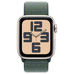 Apple Watch SE GPS + Cellular (2024) 40 mm Aluminium Lumière Stellaire Bracelet Sport Textile Vert Lacustre