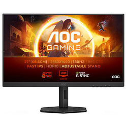 AOC 27" LED - Q27G4XF Ecran PC 2.5K - 2560 x 1440 pixels - 1 ms (gris à gris) - 16/9 - Dalle Fast IPS - 180 Hz - HDR10 - Adaptive Sync - DisplayPort/HDMI - Pivot - Noir