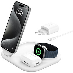 Belkin BoostCharge Magnetic Stand 3-in-1 Qi2 15W Blanc