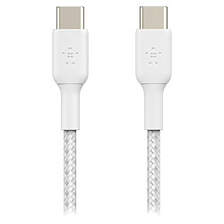 Belkin Câble USB-C vers USB-C renforcé 60 W (blanc) - 2 m Câble de rechargement et de synchronisation à gaine tressée 2 m USB-C vers USB-C