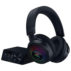 Razer Kraken v4 Pro (Noir) Casque gaming sans fil - circum-aural fermé - Bluetooth 5.3/RF 2.4 GHz - son surround 7.1 THX Spatial Audio - microphone HyperClear amovible - retour haptiques Razer Sensa HD - rétroéclairage Razer Chroma RGB