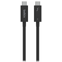 Belkin Câble passif Thunderbolt 4 - 1 m (INZ003BT1MBK) Câble Thunderbolt 4 - USB-C vers USB-C - Recharge 100W / Affichage 5K / Transfert de données 40 Gbit/s - Noir - 1 mètres