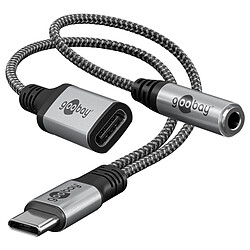 Goobay Câble USB-C vers USB-C + Jack 3.5 mm (M/F) - 1.5 m - Noir/Gris Câble USB-C 3.0 vers USB-C + Jack 3.5 mm (Mâle/Femelle) - 1.5 m