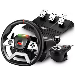 Spirit of Gamer Race Wheel Force 1080 RS Volant de course - rotation de 1080° - retour de force avec double moteur de 3.2 Nm - 18 boutons digitaux - 6 vitesses - 3 pédales en métal - compatible PC, PlayStation, Xbox One X/S