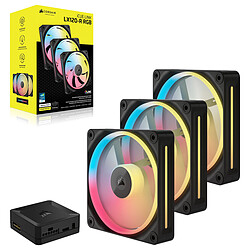 Corsair iCUE LINK LX120-R RGB (Noir) 3x Ventilateurs de boîtier 120 mm RGB PWM à rotation inversée + hub système Corsair iCUE LINK