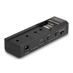DeLock Convertisseur USB-C pour 1x SSD M.2 NVMe + 1x SATA SSD / HDD avec fonction de Clonage