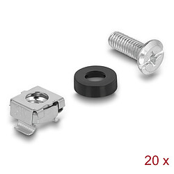 DeLock Kit de montage rack avec 20 vis M6, 20 écrous M6 et 20 rondelles en plastique