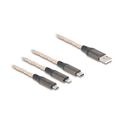 DeLock USB-A RGB vers USB-C/microUSB/Lightning 2.0 - 1.2 m