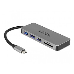 DeLock Hub USB 3.0 Type-C 3x Ports USB-A , 1x HDMI, 1x microSD, 1x SDHC/SDXC, 1x Port USB-C avec Power Delivery 87 W  Hub USB 3.0 Type C vers 4K 30Hz HDMI + 1x USB 3.0 Type A + 2x USB 2.0 Type A + 1x microSD + 1x SDHC/SDXC + 1 x USB Type C Power Delivery 87 W