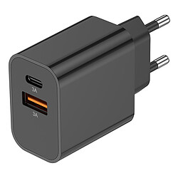 Akashi Chargeur Secteur USB-C 15W + USB-A (Noir)