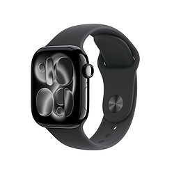 Apple Watch Series 11 GPS 42 mm Aluminium Noir de Jais Bracelet Sport Noir S/M