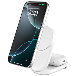Belkin UltraCharge Socle de Recharge 2-en-1 Aimantée et Pliable avec Qi2 (Blanc)