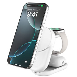 Belkin UltraCharge Socle de Recharge 3-en-1 Aimantée et Pliable avec Qi2 (Blanc)