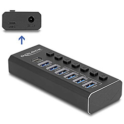 DeLock Hub USB avec 1 port USB-C 3.1 + 2 ports USB-A 3.1 + 4 ports de chargement USB 3.0