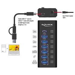 Acheter DeLock Hub USB avec 1 port USB-C 3.1 + 2 ports USB-A 3.1 + 4 ports de chargement USB 3.0