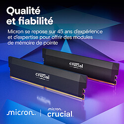 Avis Crucial Pro DDR5 Overclocking 64 Go (2 x 32 Go) 6000 MHz CL40 Blanc