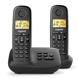 Gigaset Basic 100A Duo (Noir) Téléphone sans fil - écran 1.5" - répertoire jusqu'à 50 contacts - autonomie jusqu'à 11 heures - répondeur jusqu'à 25 minutes + téléphone supplémentaire