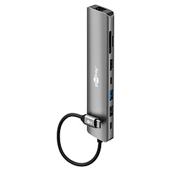 Goobay Hub Slim USB-C vers 1x HDMI 1.4, 2x USB-C 3.0, 1x USB-A 3.0, 1x USB-A 2.0, 1x RJ45, 1x SD et 1 microSD - PD 100W
