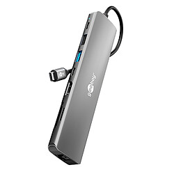 Goobay Hub Slim USB-C vers 1x HDMI 1.4, 2x USB-C 3.0, 1x USB-A 3.0, 1x USB-A 2.0, 1x RJ45, 1x SD et 1 microSD - PD 100W