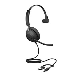Jabra Evolve2 40 SE Mono UC avec adaptateur USB-C/A Noir
