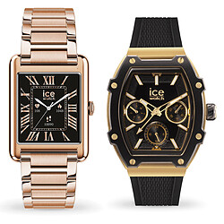 Ice Watch Ice Smart TKS 2.0 (Rose Or) + Ice Boliday Noir/Or OFFERTE ! Montre connectée - étanche IP68 - écran tactile AMOLED 1.41" - résolution 320 x 360 pixels - Bluetooth - bracelet en cuir + Montre OFERTE !