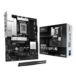ASRock B860 Rock WiFi 7 Carte mère ATX Socket 1851 Intel B860 Express - 4x DDR5 - M.2 PCIe 5.0 - USB 3.0 - PCI-Express 5.0 16x - LAN 2.5 GbE - WI-Fi 7