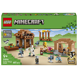 LEGO Minecraft 21596 L'Évocateur à l'Attaque du Village Jouet - Maquettes de Maisons avec Jardin - 11 Figurines - Décoration de Chambre d'Enfant - Cadeau Gaming pour Garçon, Fille dès 9 ans ou Fan