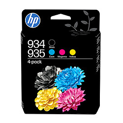 HP 934/935 (6ZC72AE-LS1) - Pack de 4 cartouches d'encre Noir/Cyan/Magenta/Jaune Pack de 4 cartouches d'encre Noir/Cyan/Magenta/Jaune authentiques (400 pages à 5%)