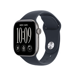 Apple Watch Series 12 GPS 42 mm Aluminium Gris sidéral Bracelet Sport Bleu marine S/M Montre connectée - Aluminium - Étanche IP6X - GPS - Fréquence cardiaque/ECG/Oxygène sanguin/Température - Écran OLED Retina Always On - Wi-Fi 4 / Bluetooth 5.3 - watchOS 27 - Bracelet sport S/M