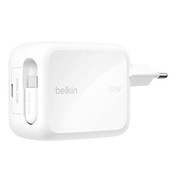 Belkin UltraCharge Chargeur Secteur GaN Câble Retractable 67W (Blanc) pas cher