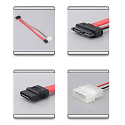 Akasa Câble combo SATA vers SATA / Molex - 20cm - Rouge