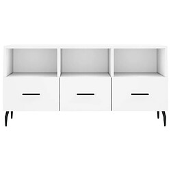 Maison Chic Meuble TV scandinave - Banc TV pour salon blanc 102x36x50 cm bois d'ingénierie -MN71143 pas cher