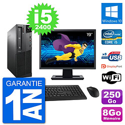 PC Lenovo M91p SFF Ecran 19" Intel i5-2400 RAM 8Go Disque 250Go Windows 10 Wifi · Occasion 