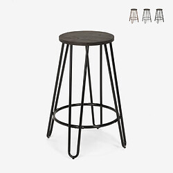 Ahd Amazing Home Design Tabouret haut design industriel en bois métal pour bars restaurants cuisines Carbon Top, Couleur: Noir