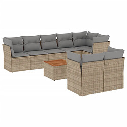 vidaXL Salon de jardin avec coussins 9pcs mélange beige résine tressée