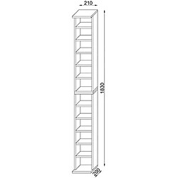 Mpc Colonne aspect béton range cd 180 x 21 x 20 cm (hxlxp)