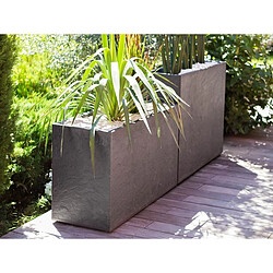 Avis Lot de 2 Jardinières Muret Volcania effet pierre - 99,5 x 39,5 x 60 cm - 116 L - Gris anthracite - Eda